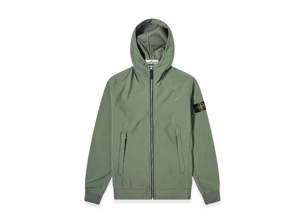 Stone Island 40927 Light Soft Shell-R Hooded Jacket - 20SS "Olive Green"