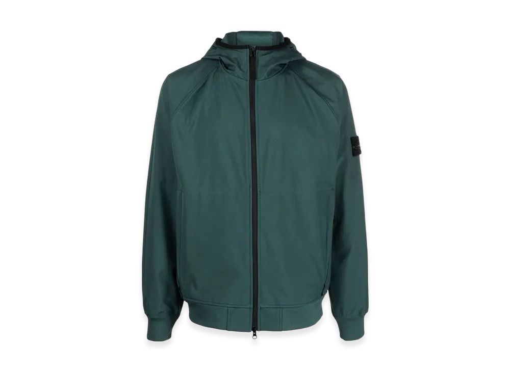 Stone Island 40927 Light Soft Shell-R E.Dye Technology Recycled Polyester Hooded Jacket - 23SS "Bottle Green"