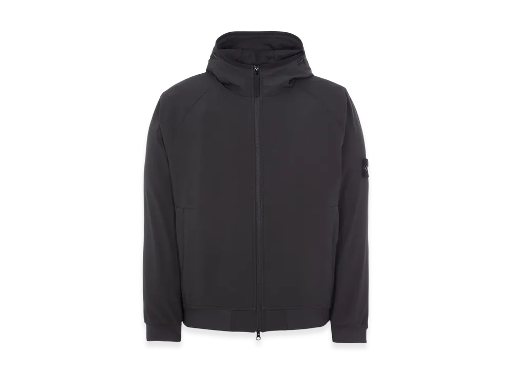 Stone Island 40927 Light Soft Shell-R E.Dye Technology Recycled Polyester Hooded Jacket - 23SS "Black"