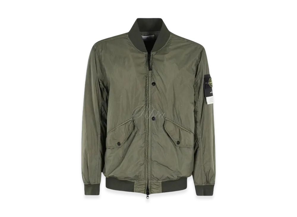 Stone Island 40923 Crinkle Reps R-NY Wind Resistant Bomber Jacket - 24FW "Musk Green"