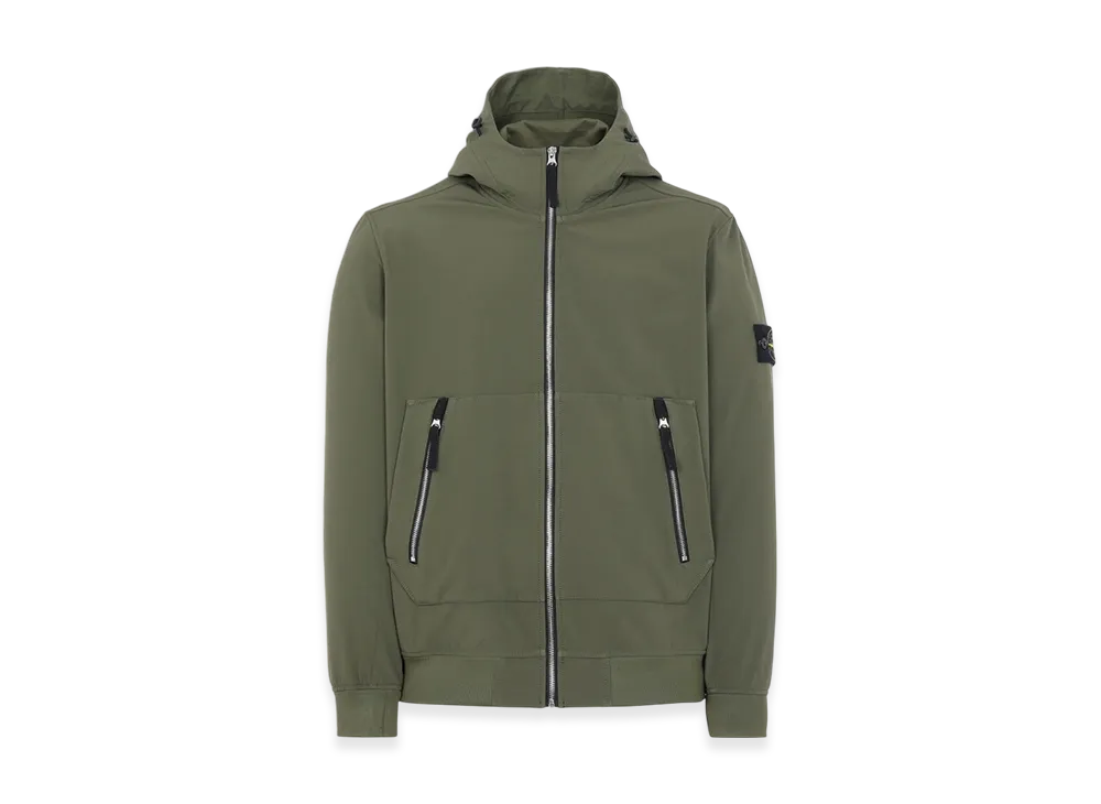 Stone Island 40727 Light Soft Shell Hooded Jacket - 21SS "Olive Green"