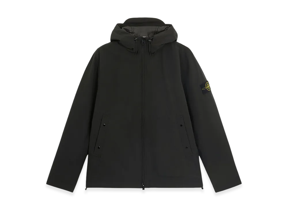 Stone Island 40627 Soft Shell-R E.Dye Technology in Recycled Polyester with Primaloft Insulation Technology Waterproof and Windproof Hooded Blouson - 24FW "Black"