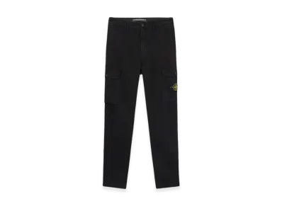 Stone Island 33908 Organic Cotton Satin Stretch Cargo Pants with Pockets - 24FW "Black"