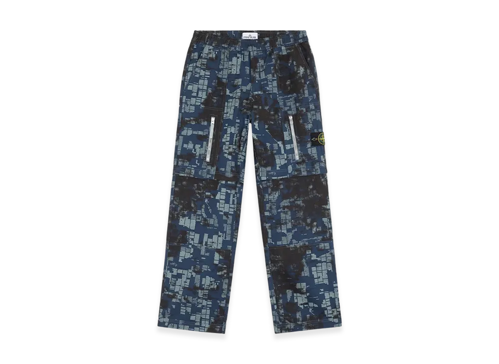 Stone Island 335E2 Camouflage Cotton Canvas Relaxed Fit Cargo Pants with Camouflage Print - 24FW "Mid Blue"