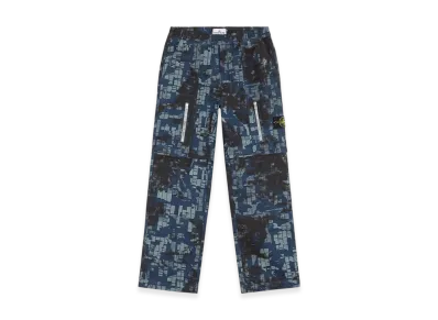 Stone Island 335E2 Camouflage Cotton Canvas Relaxed Fit Cargo Pants with Camouflage Print - 24FW "Mid Blue"