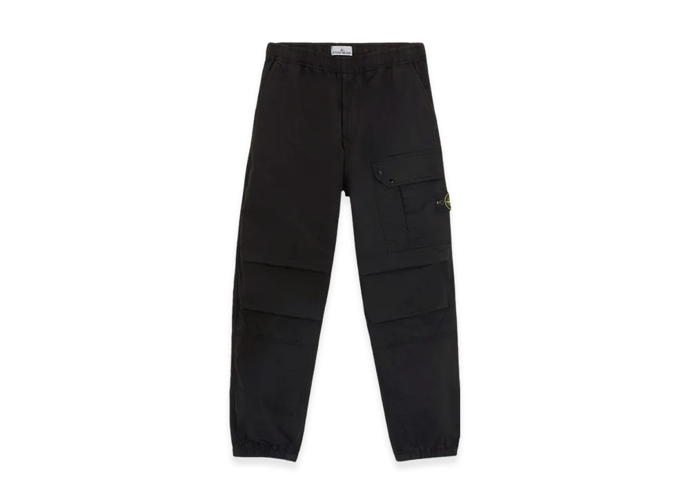 ストーンアイランド 32910 スーピマ コットン ツイル ストレッチ TC ルーズフィット ジョガー カーゴパンツ - 24FW "ブラック"