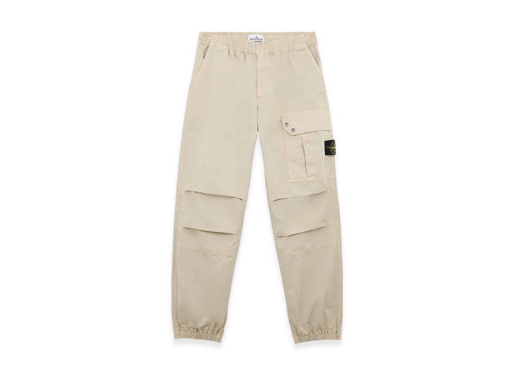 Stone Island 32910 Supima Cotton Twill Stretch TC Loose Fit Jogger Cargo Pants - 24FW "Off White"