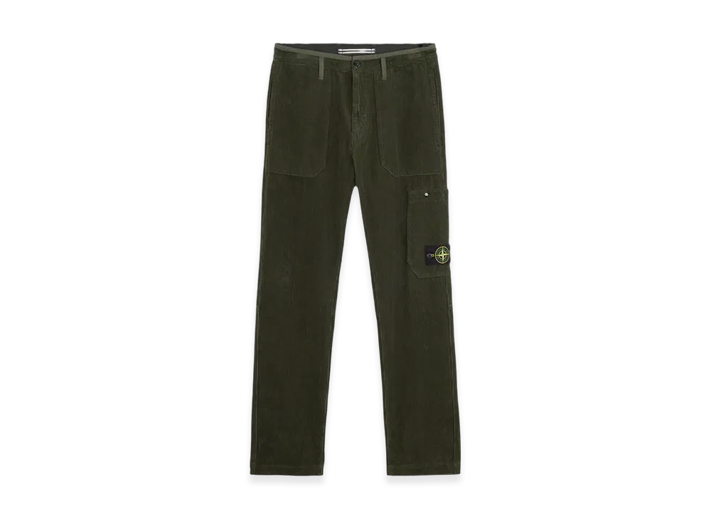 Stone Island 32604 Organic Cotton Corduroy 800 Cargo Pants with Pockets - 24FW "Musk Green"