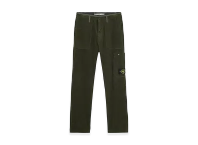 Stone Island 32604 Organic Cotton Corduroy 800 Cargo Pants with Pockets - 24FW "Musk Green"