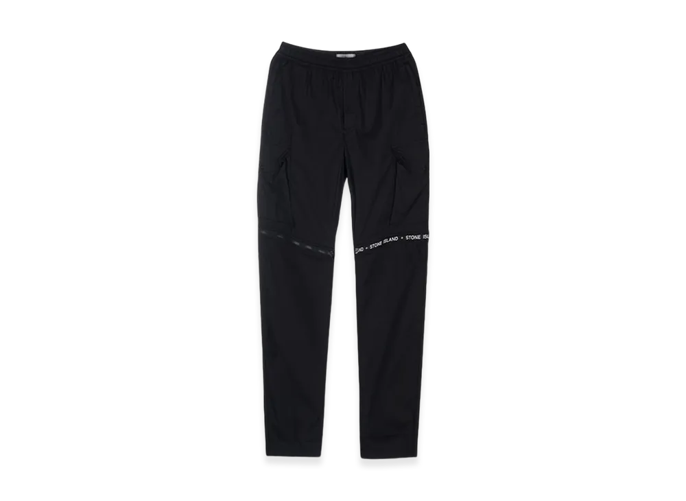 Stone Island 325E4 Stretch Tela Paracadute Regular Tapered Fit Cargo Trousers - 23FW "Black"