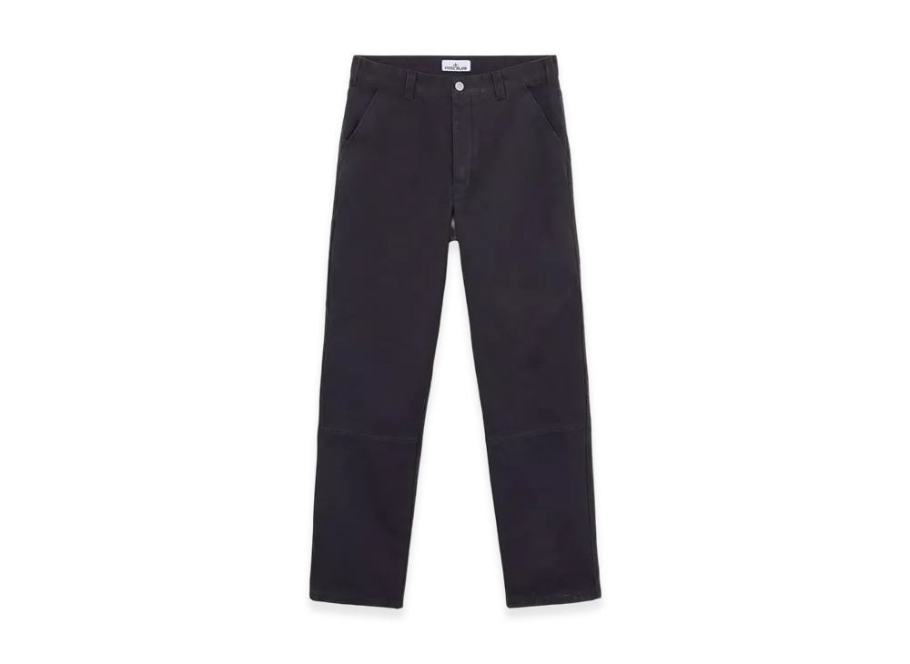 Stone Island 320X9 Plated Cotton Canvas Stone Island Marina Chino Pants with Worn Effect - 24FW "Ink Blue"