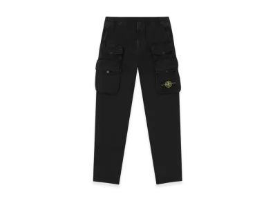 Stone Island 314WA Brushed Cotton Canvas Garment Dyed Cargo Pants - 22SS "Black"