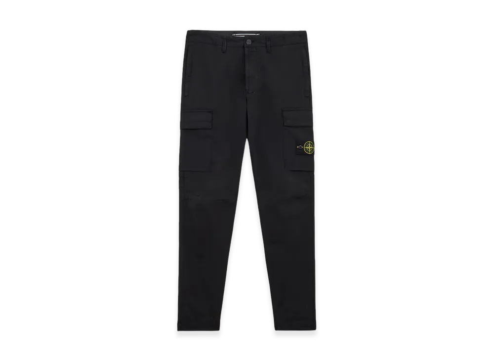 Stone Island 30410 Supima Cotton Twill Stretch-TC Regular Tapered Fit Cargo Pants - 24FW "Black"