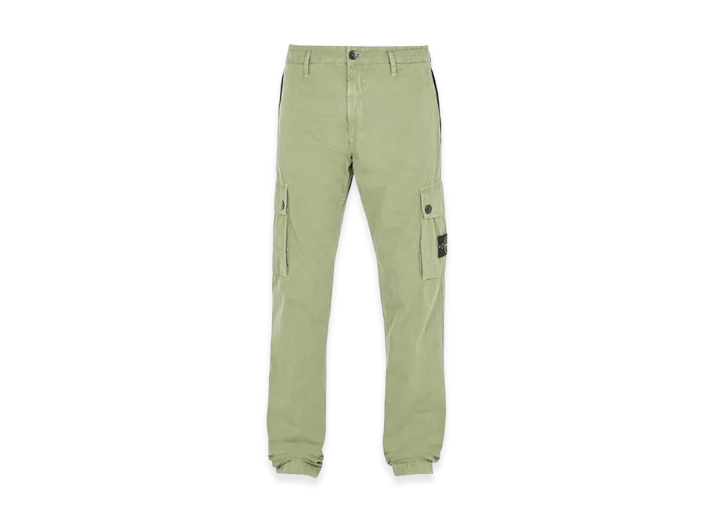 Stone Island 303WA Brushed Cotton Canvas Garment Dyed Cargo Pants - 23SS "Sage Green"