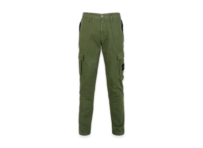 Stone Island 303WA Brushed Cotton Canvas Garment Dyed Cargo Pants - 22SS "Olive Green"