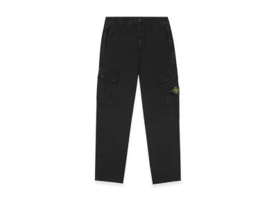 Stone Island 303WA Brushed Cotton Canvas Garment Dyed Cargo Pants - 22SS "Black"