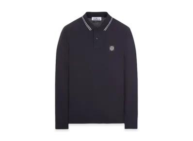 Stone Island 2SL18 Stretch Organic Pique Long-Sleeve Polo - 24SS "Blue"