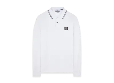Stone Island 2SL18 Stretch Organic Pique Long-Sleeve Polo - 24SS "White"