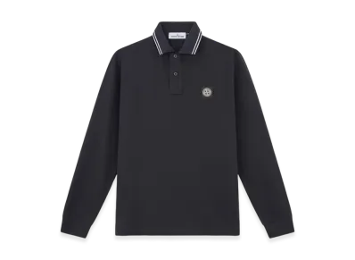 Stone Island 2SL18 Stretch Organic Cotton Pique Slim Fit Long Sleeve Polo Shirt - 24FW "Navy Blue"