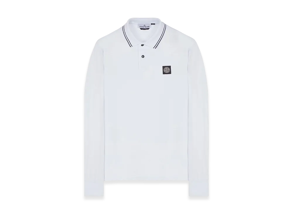 Stone Island 2SL18 Long Sleeve Stretch Cotton Pique Polo Shirt - 23FW "White"