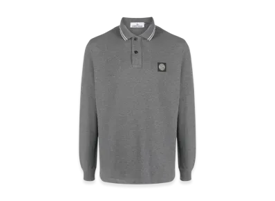 Stone Island 2SL18 Long Sleeve Stretch Cotton Pique Polo Shirt - 23FW "Dark Grey Melange"