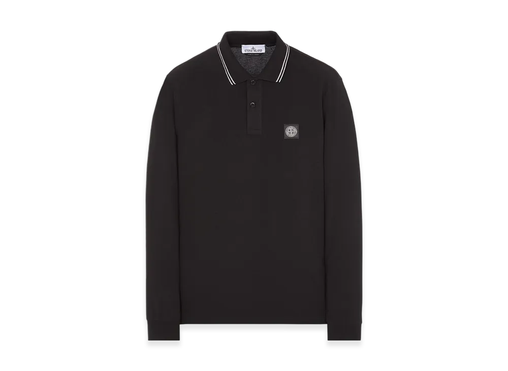 Stone Island 2SL18 Long Sleeve Stretch Cotton Pique Polo Shirt - 23FW "Black"