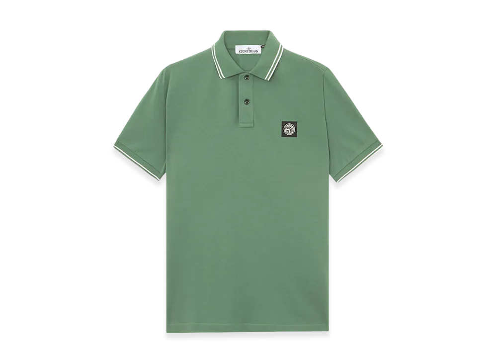 Stone Island 2SC18 Stretch Organic Cotton Pique Slim Fit S/S Polo Shirt - 24FW "Sage Green"