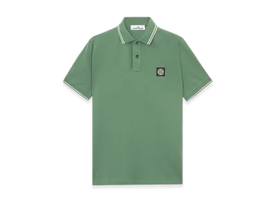 Stone Island 2SC18 Stretch Organic Cotton Pique Slim Fit S/S Polo Shirt - 24FW "Sage Green"
