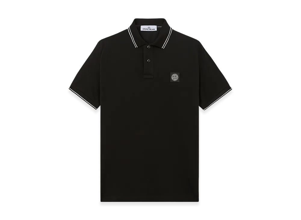 Stone Island 2SC18 Stretch Organic Cotton Pique Slim Fit S/S Polo Shirt - 24FW "Black"