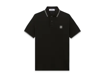 Stone Island 2SC18 Stretch Organic Cotton Pique Slim Fit S/S Polo Shirt - 24FW "Black"