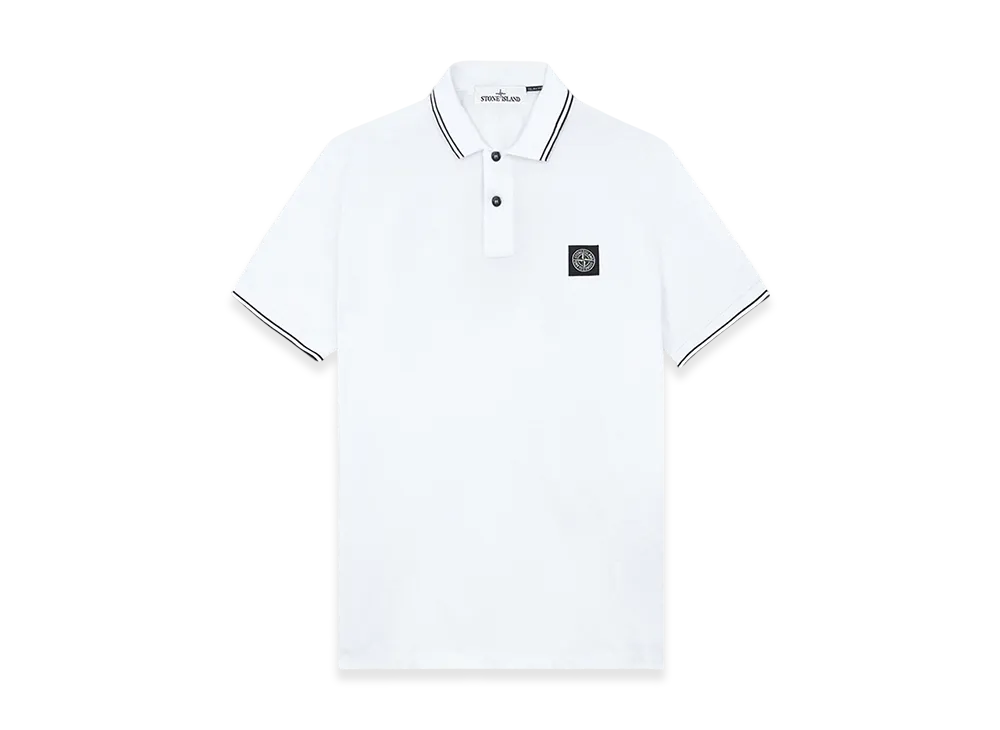 Stone Island 2SC18 Stretch Organic Cotton Pique Slim Fit S/S Polo Shirt - 24FW "White"