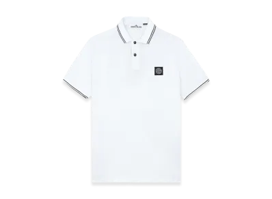 Stone Island 2SC18 Stretch Organic Cotton Pique Slim Fit S/S Polo Shirt - 24FW "White"