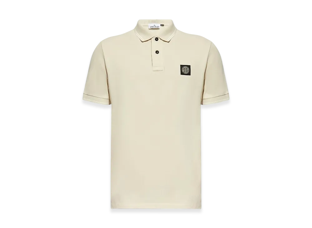 Stone Island 2SC18 Stretch Organic Cotton Pique Slim Fit S/S Polo Shirt - 24FW "Off White"