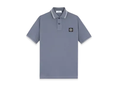 Stone Island 2SC18 Stretch Organic Cotton Pique Slim Fit Short-Sleeve Polo Shirt - 24FW "Mid Blue"