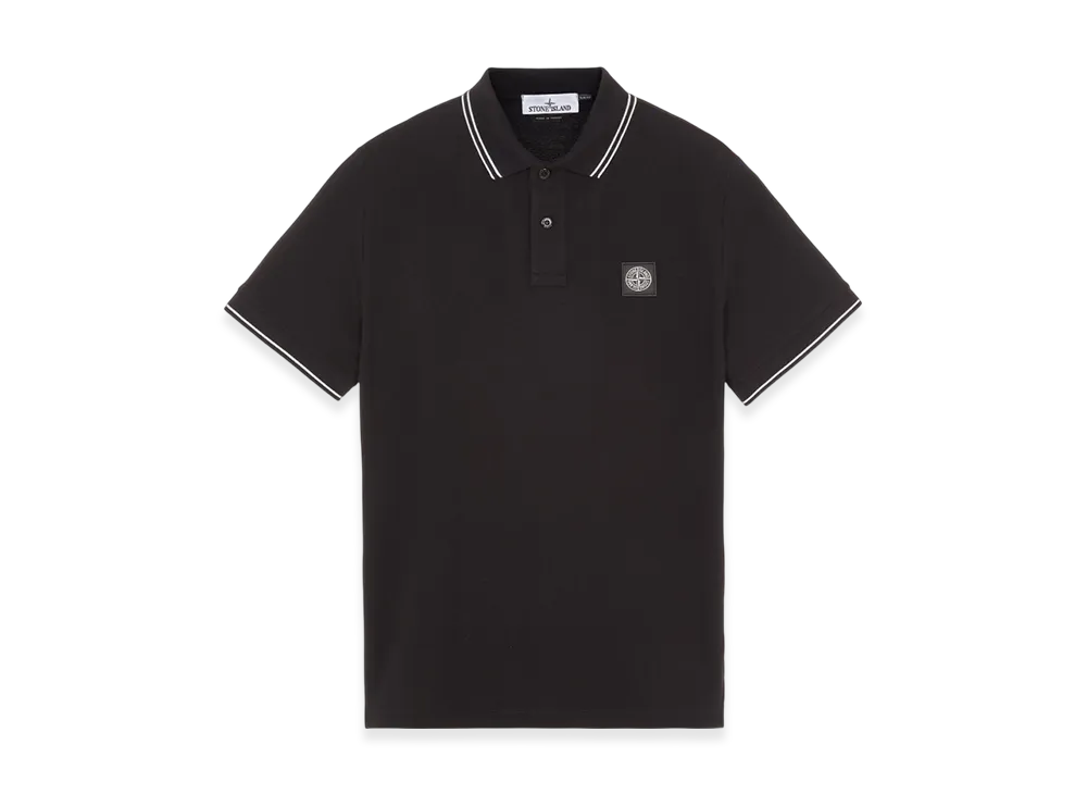 Stone Island 2SC18 Stretch Cotton Pique Short Sleeve Polo Shirt - 23FW "Black"