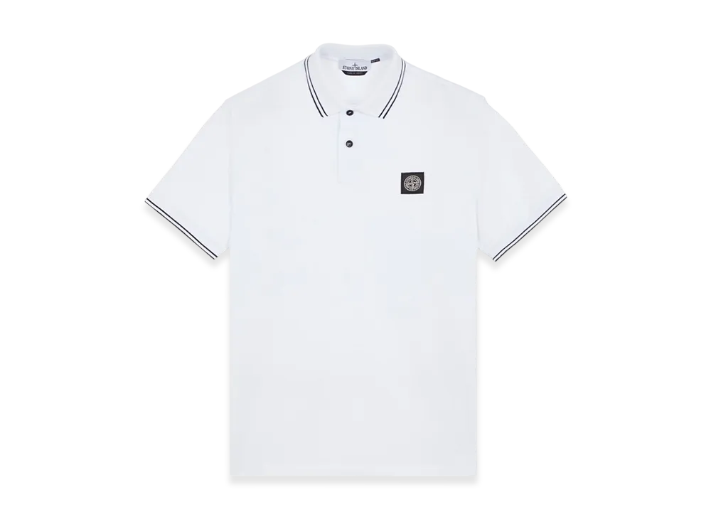 Stone Island 2SC18 Stretch Cotton Pique Short-Sleeve Polo Shirt - 23FW "White"