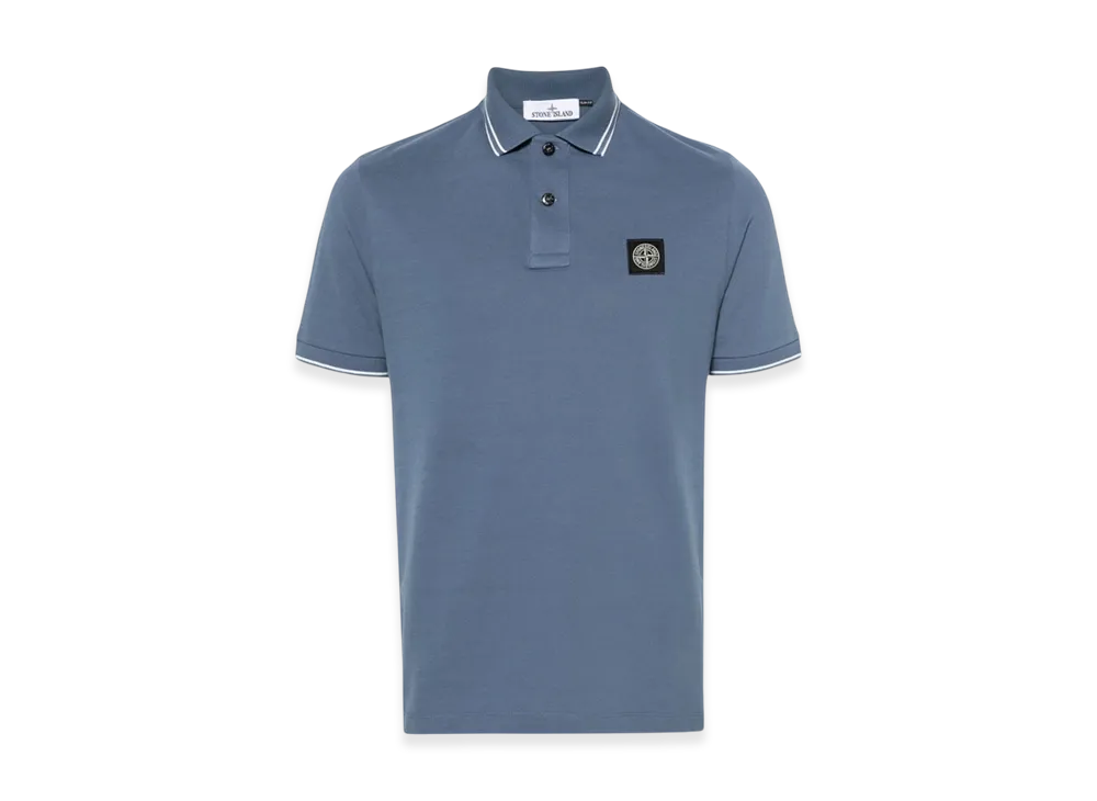 Stone Island 2SC18 Stretch Cotton Pique Short Sleeve Polo Shirt - 24SS "Avio Blue"