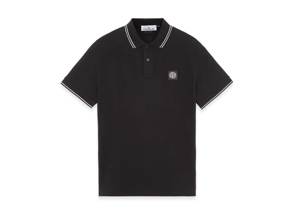 Stone Island 2SC18 Stretch Cotton Pique Short Sleeve Polo Shirt - 23FW "Black"