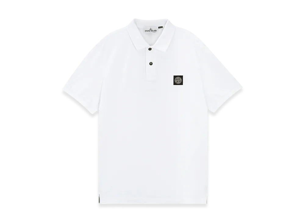 Stone Island 2SC17 Stretch Organic Cotton Pique Slim Fit S/S Polo Shirt - 24FW "White"