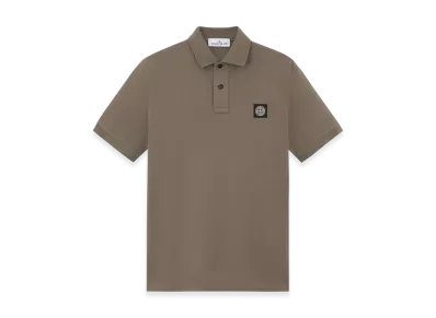 Stone Island 2SC17 Stretch Organic Cotton Pique Slim Fit Short-Sleeve Polo Shirt - 24FW "Walnut Brown"