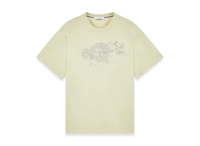 Stone Island 2RCE8 Printed Cotton Jersey with Camo Three Embroidery Short Sleeve T-Shirt - 24SS "Pistachio Green"