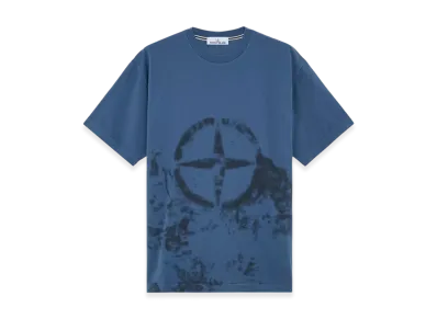 Stone Island 2RCE7 24/2 Cotton Jersey Short-Sleeve T-Shirt with Camouflage Print - 24FW "Avio Blue"