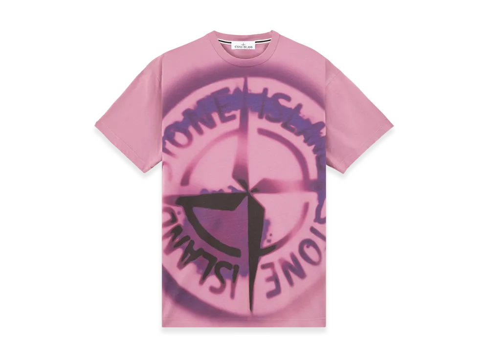Stone Island 2RC89 30/1 Cotton Jersey T-Shirt with Gradient Compass Print - 24FW "Onion Rose"