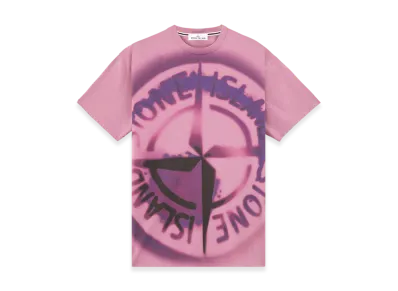 Stone Island 2RC89 30/1 Cotton Jersey T-Shirt with Gradient Compass Print - 24FW "Onion Rose"