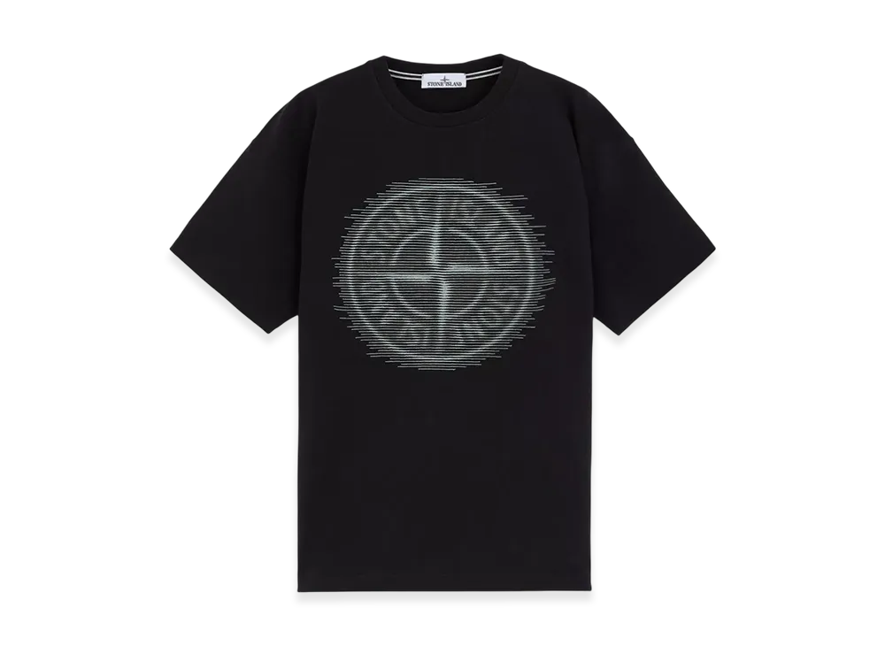 Stone Island 2RC87 24/2 Cotton Jersey T-Shirt with Optical Two Print - 24FW "Black"