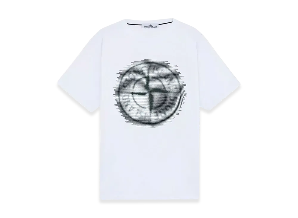 Stone Island 2RC87 24/2 Cotton Jersey T-Shirt with Optical Two Print - 24FW "White"
