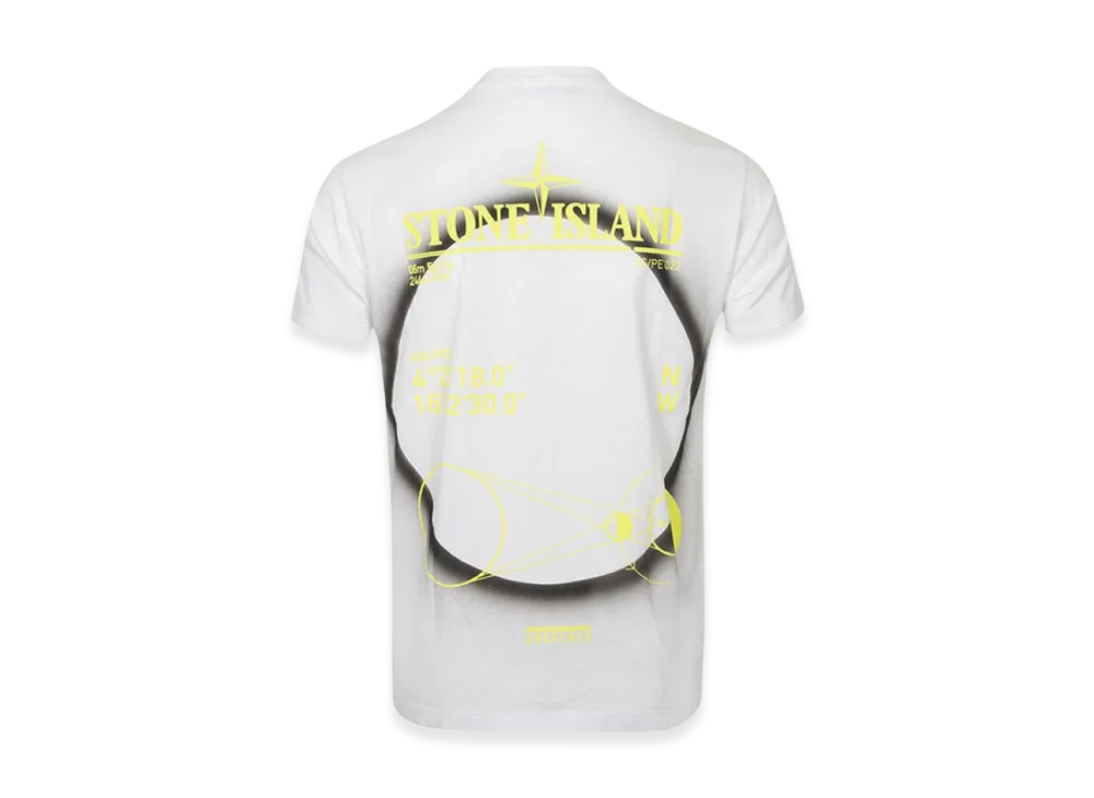 Stone Island 2NS97 30/1 Cotton Jersey Solar Eclipse Three Print Garment Dyed T-Shirt - 22SS "White"