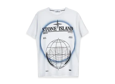 Stone Island 2NS96 30/1 Cotton Jersey Solar Eclipse Two Print Garment Dyed T-Shirt - 22SS "Ice"