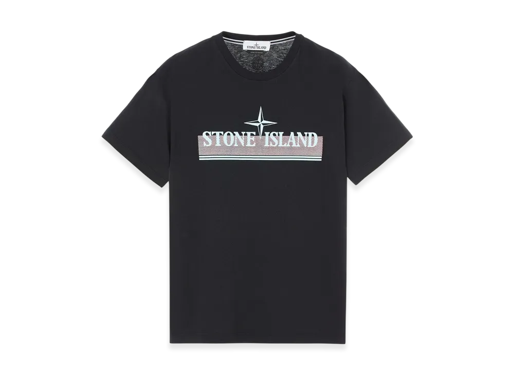 Stone Island 2NS92 30/1 Cotton Jersey Tricromia One Print Garment Dyed T-Shirt - 22SS "Black"