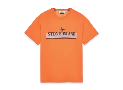 Stone Island 2NS92 30/1 Cotton Jersey Tricromia One Print Garment Dyed T-Shirt - 22SS "Orange"
